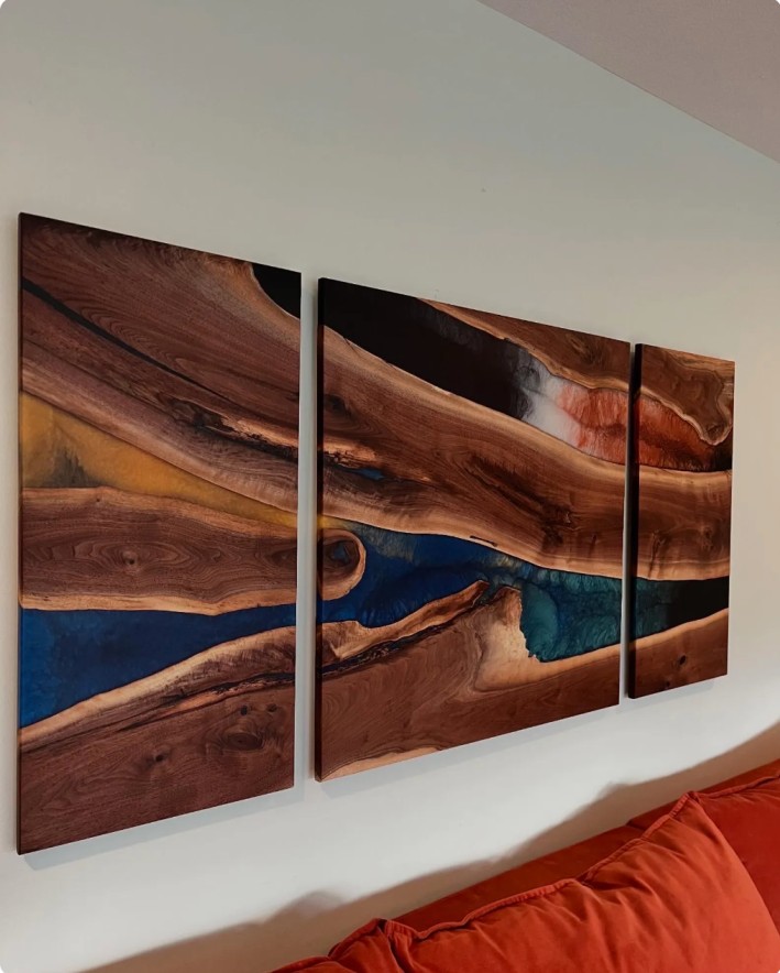 Custom Live Edge Wood and Epoxy Resin Wall Art - Image 2